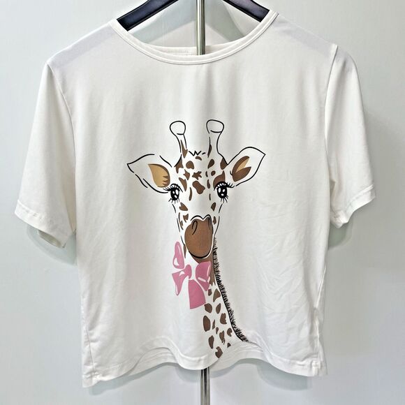 Large White Crop Top with Giraffe - Picture 1 of 4